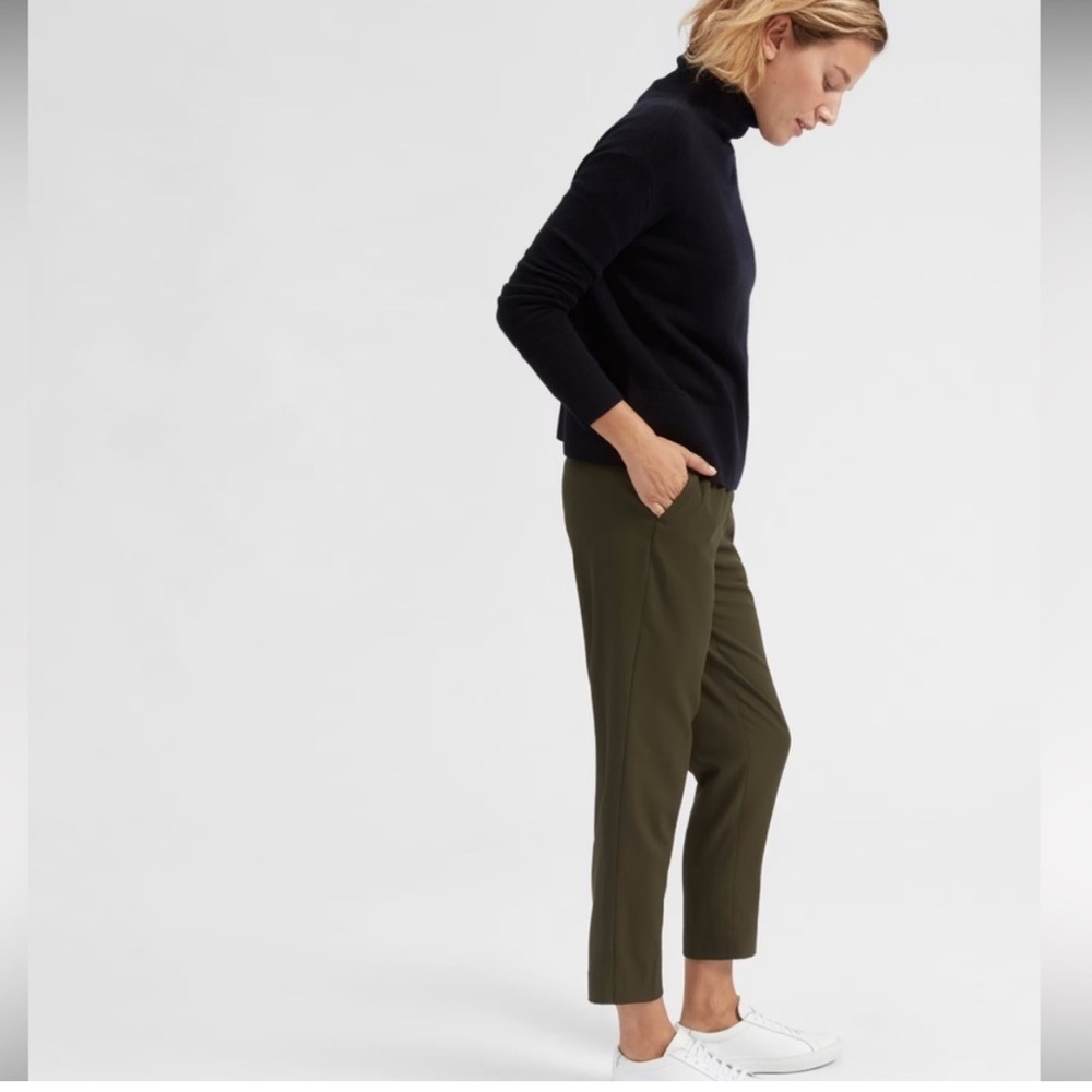 Everlane • The Italian Easy Pull On Khaki Green Go Weave Pant Sz 2 100% Wool - Picture 2 of 9